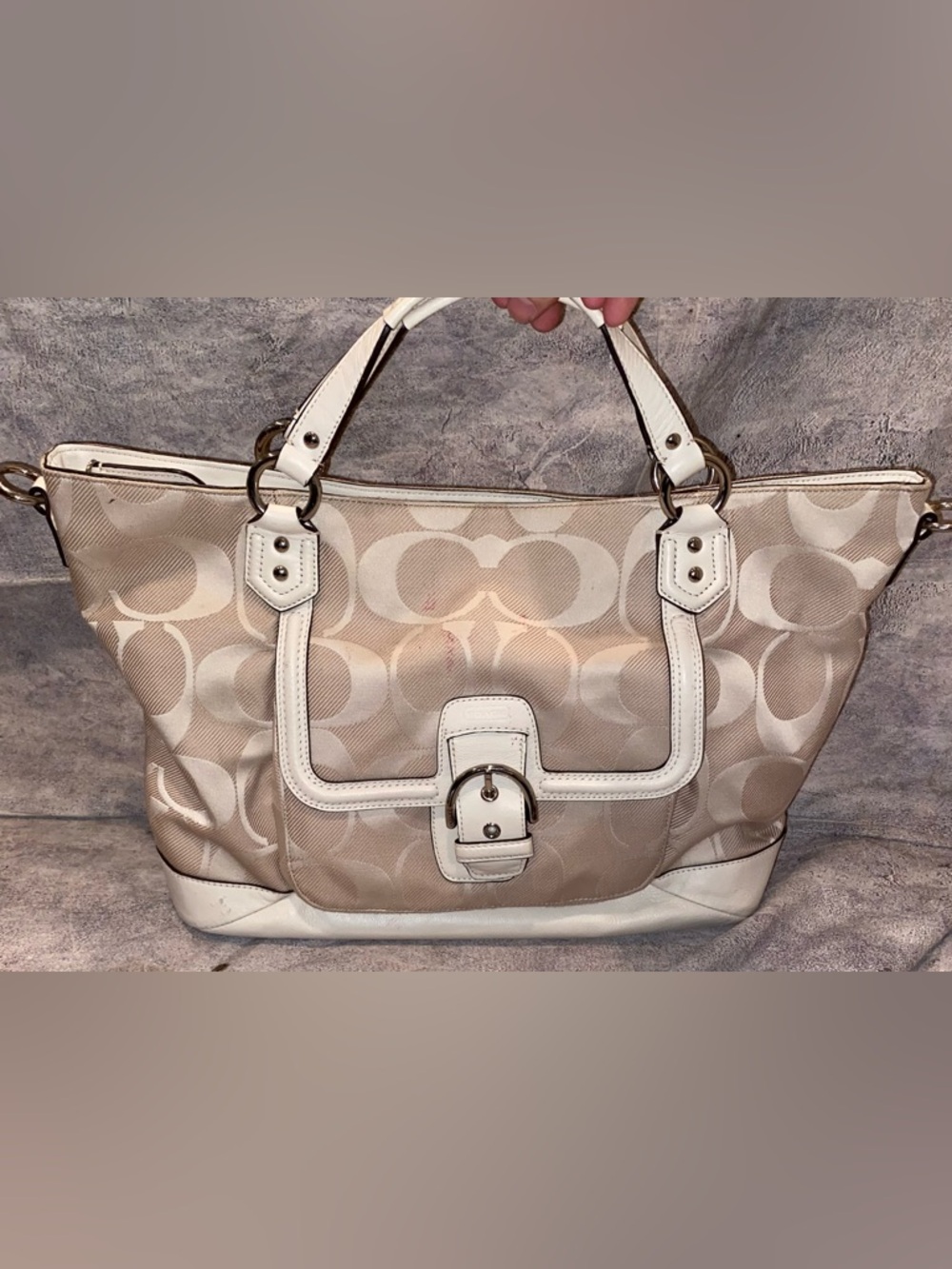 Coach Signature CC Monogram Izzy Campbell Satchel Crossbody Shoulder Bag Purse